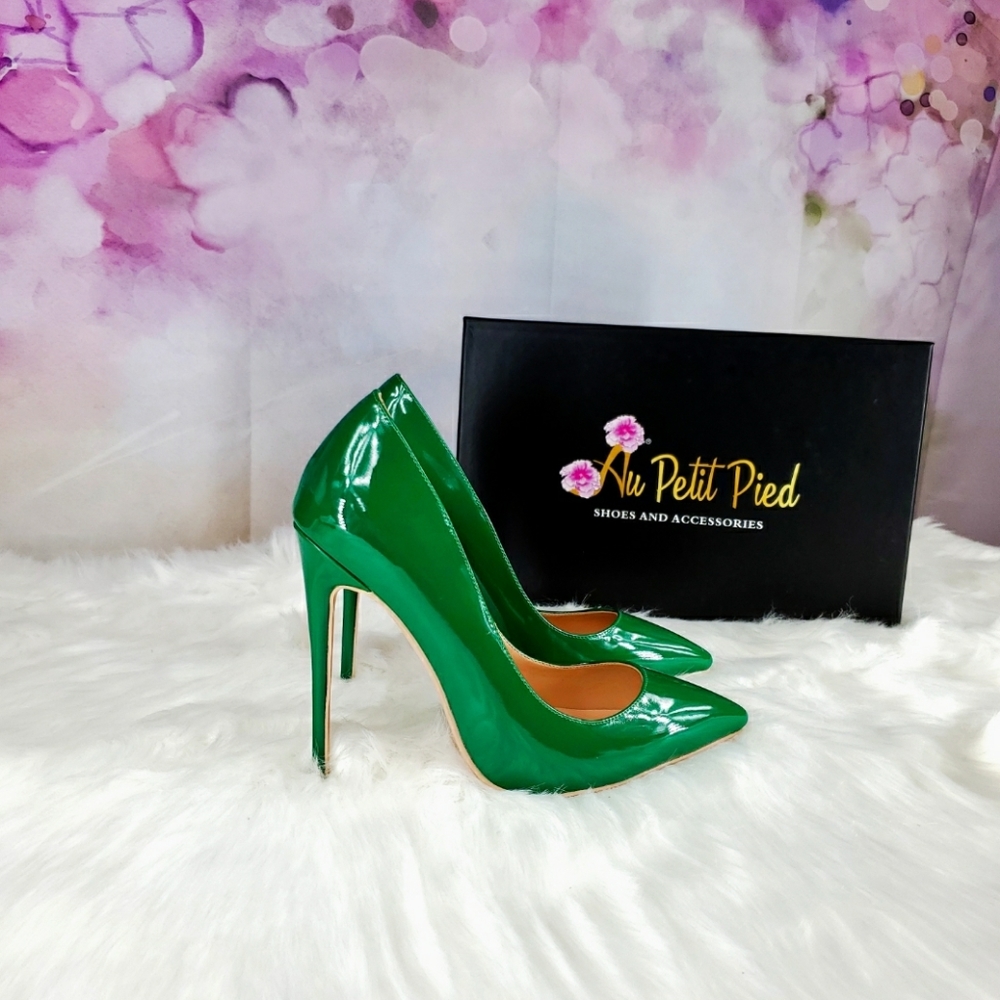 Green patent heels